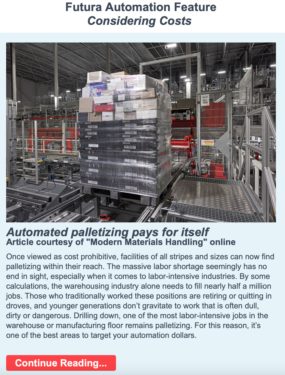 Futura Automation Considering Costs