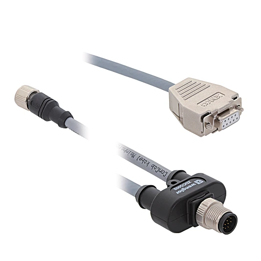 ZDCG003 Interface Cable M12 × 1, 12-pin; SUB D, 9-pin; Y-Distributor